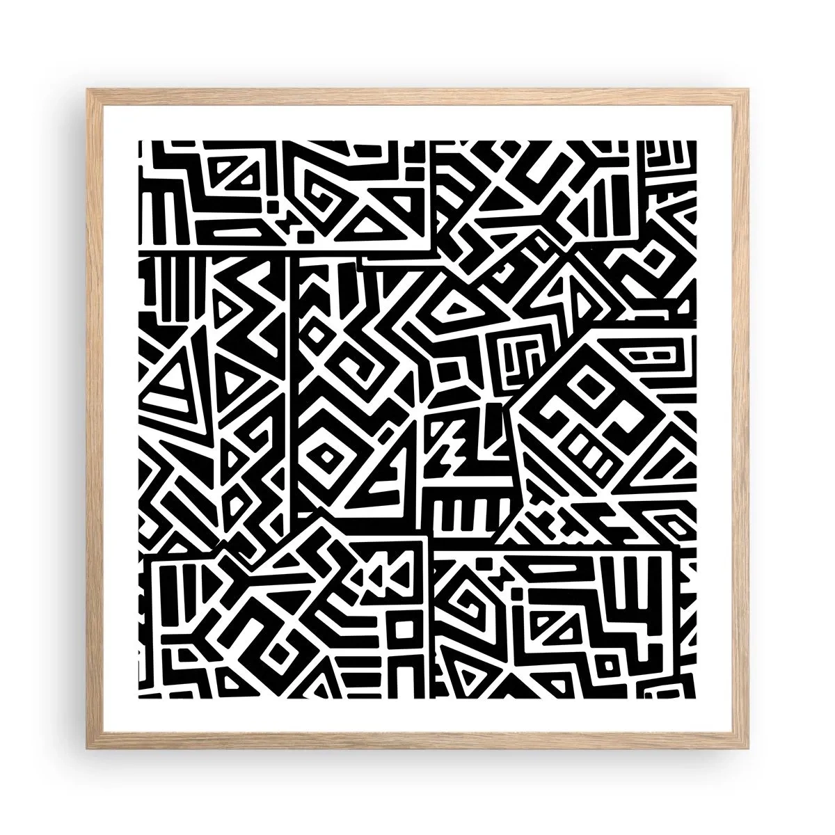 Affiche dans un chêne clair - Poster - Composition précolombienne - 60x60 cm