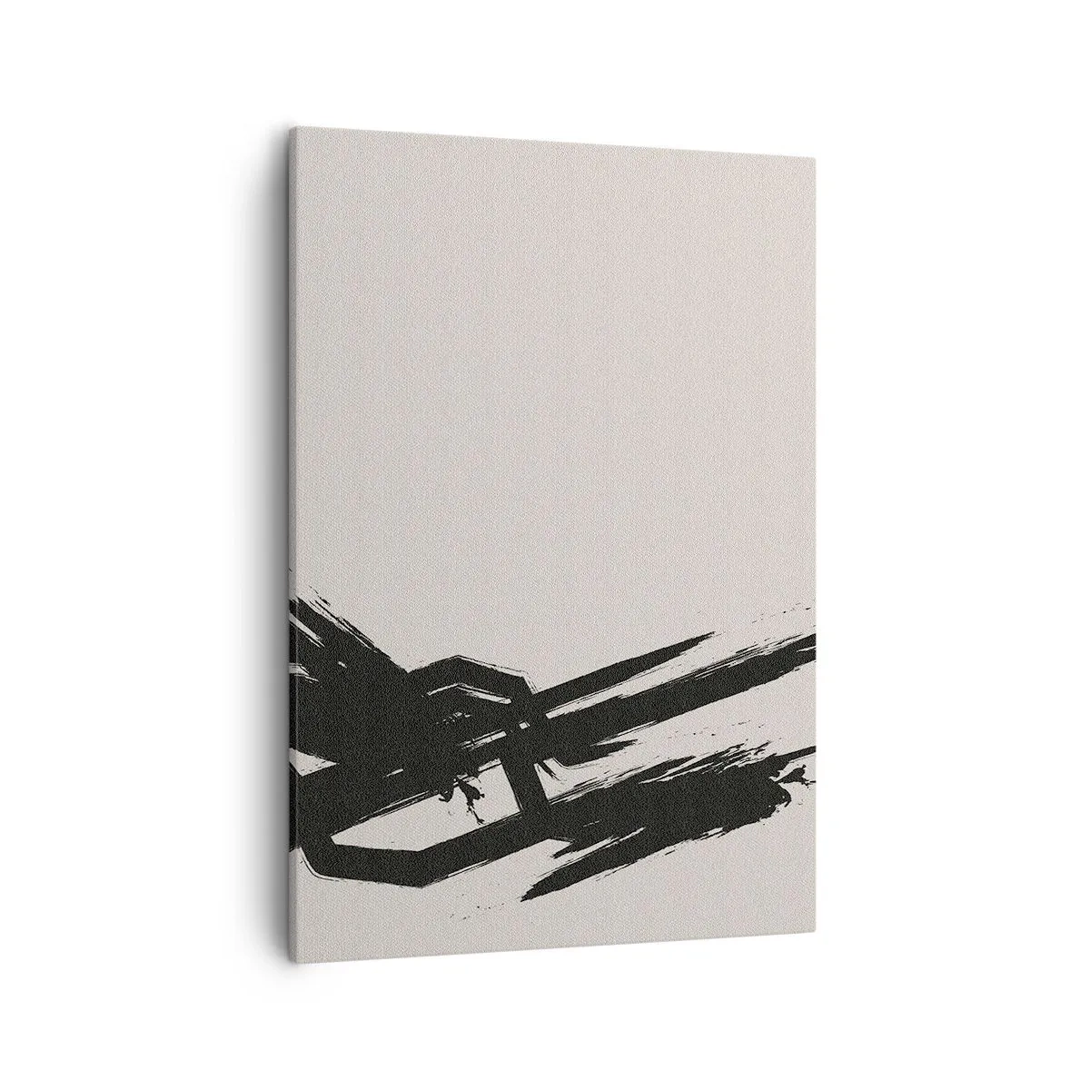 Impression sur toile - Image sur toile - Coups de pinceau dynamiques en noir sur fond clair - 50x70cm - Ruée imparable - Décoration murale moderne pour le salon et la chambre ARTTOR