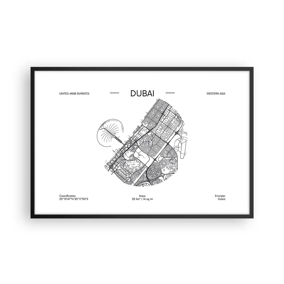 Affiche dans un cadre noir - Poster - Anatomie de Dubaï - 91x61 cm