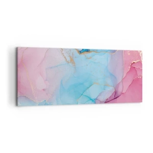 Impression sur toile - Image sur toile - Motifs pastel abstraits avec des accents dorés - 120x50cm - Rencontre et mélange - Décoration murale moderne pour le salon et la chambre ARTTOR