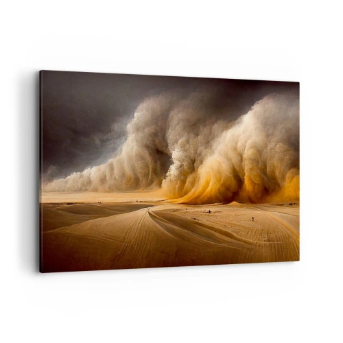 Impression sur toile - Image sur toile - Impressionnante tempête de sable dans le désert - 120x80cm - La colère du désert - Décoration murale moderne pour le salon et la chambre ARTTOR
