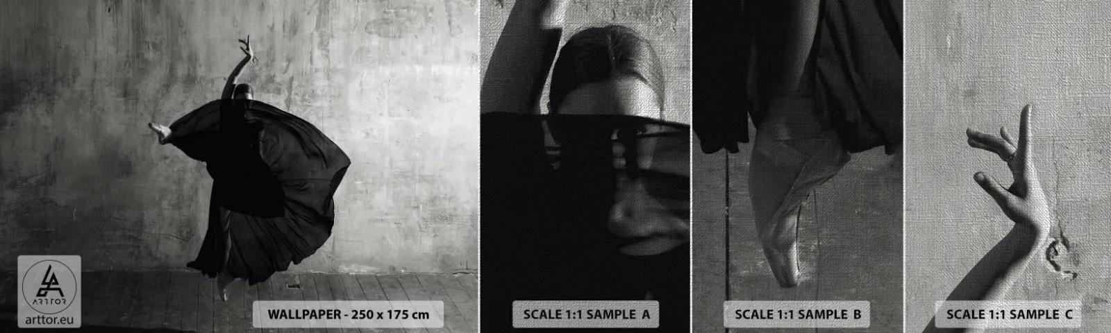 Échantillon de Papier Peint Premium Canvas - Pas plein de passion - Ballerine, Danse, Ballet - 100x30 cm