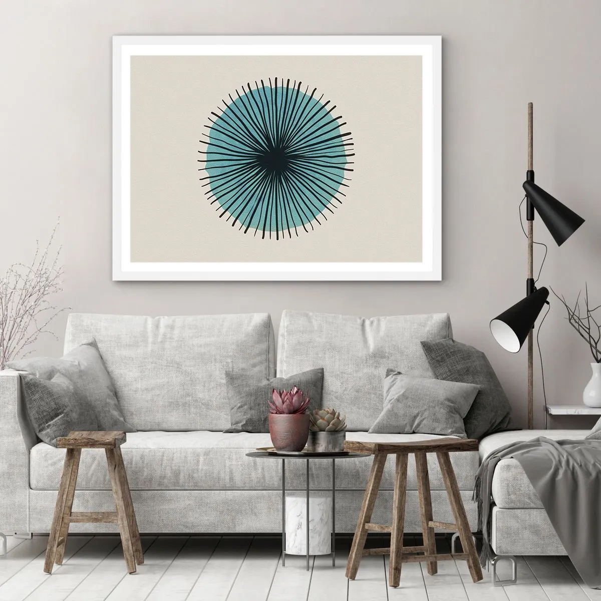 Affiche dans un cadre blanc - Poster - Rayonnant dans l'azur - 40x30 cm