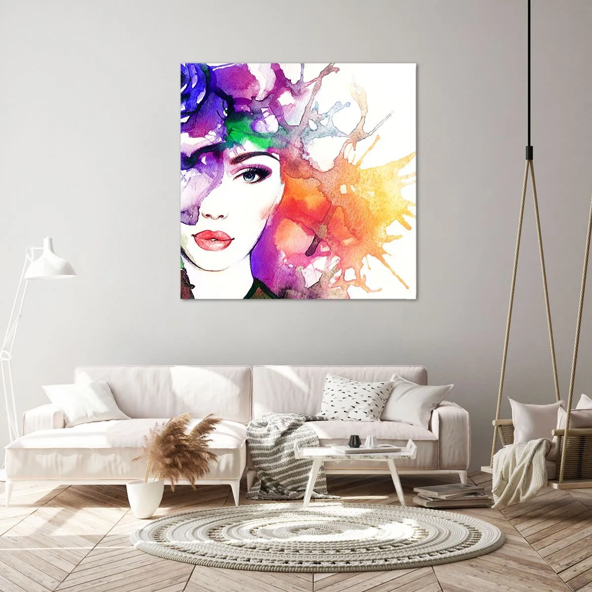 Impression sur toile - Image sur toile - Avec la tête dans les nuages - 70x70 cm