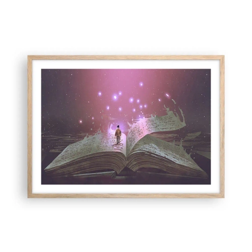 Affiche dans un chêne clair - Poster - Invitation à un autre monde - lisez ! - 70x50 cm