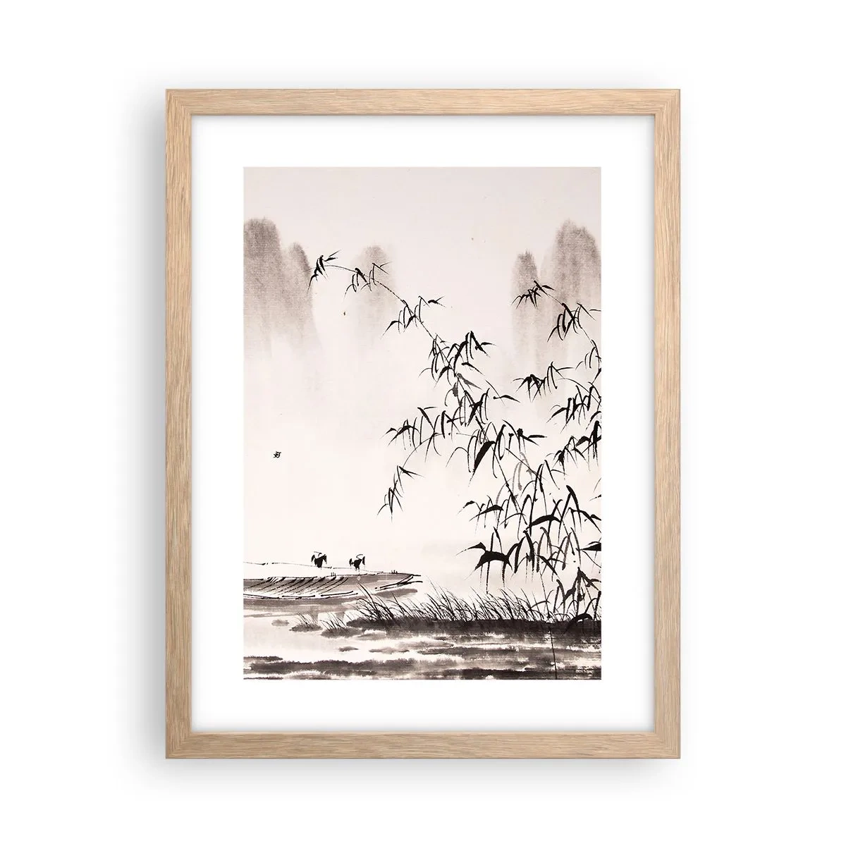 Affiche dans un chêne clair - Poster - Le silence des rizières - 30x40 cm