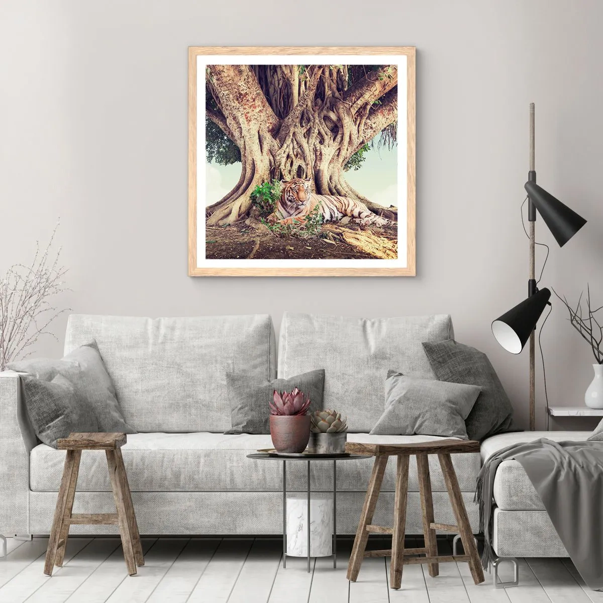 Affiche dans un chêne clair - Poster - Vue du Livre de la Genèse - 50x50 cm