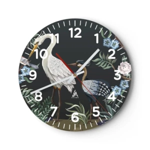 Horloge murale - Pendule murale - Parade d'oiseaux - 30x30 cm