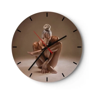 Horloge murale - Pendule murale - Une femme dans une pose artistique sur un fond neutre - 30x30cm - Unité du corps et de l'âme - Décoration murale moderne pour le salon, la cuisine et la chambre ARTTOR