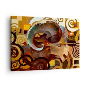 Impression sur toile - Image sur toile - Un bélier symbolique dans une composition abstraite - 70x50cm - Magie - religions - rituels - Décoration murale moderne pour le salon et la chambre ARTTOR