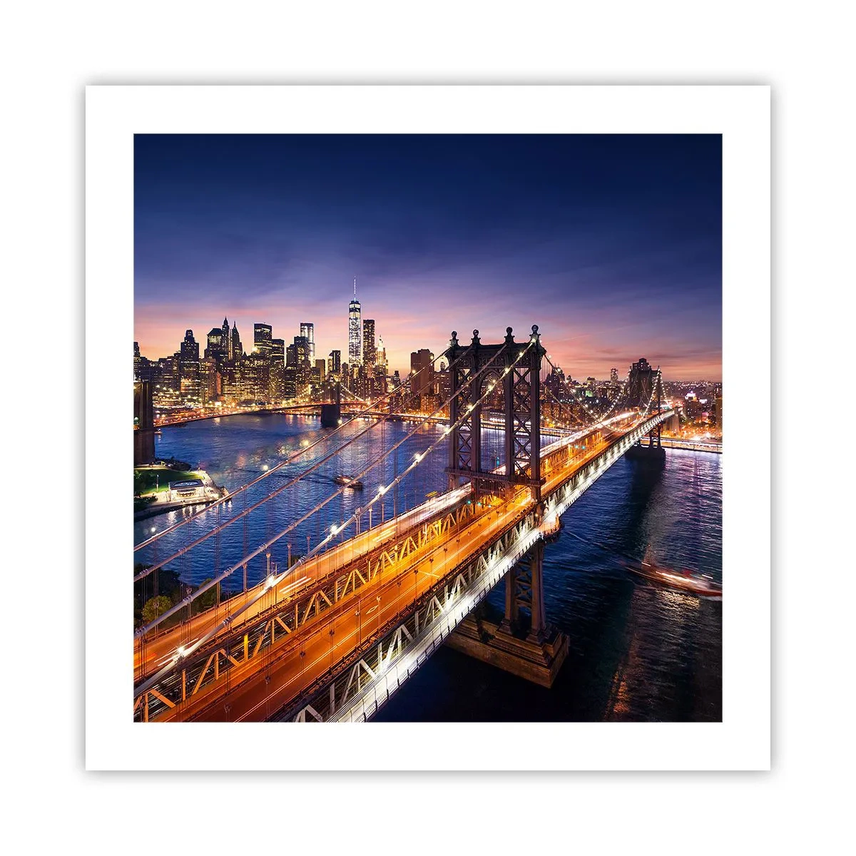 Affiche - Poster - Un pont lumineux au cœur de la ville - 50x50 cm