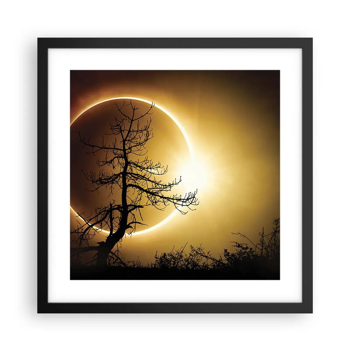 Affiche dans un cadre noir - Poster - Éclipse totale - 40x40 cm