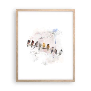 Affiche dans un chêne clair - Poster - Rencontre ailée - 40x50 cm