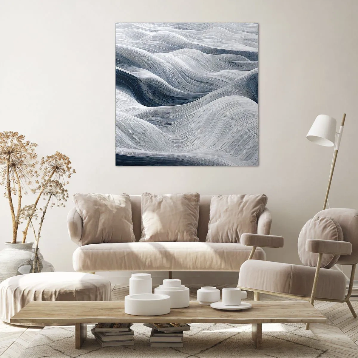 Impression sur toile - Image sur toile - Vagues blanches et bleues - 70x70 cm