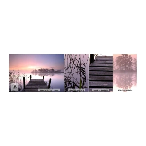 Échantillon De Papier Peint Standard Eco - De la brume lilas… - Paysage, Lever du soleil, Lac - 100x30 cm