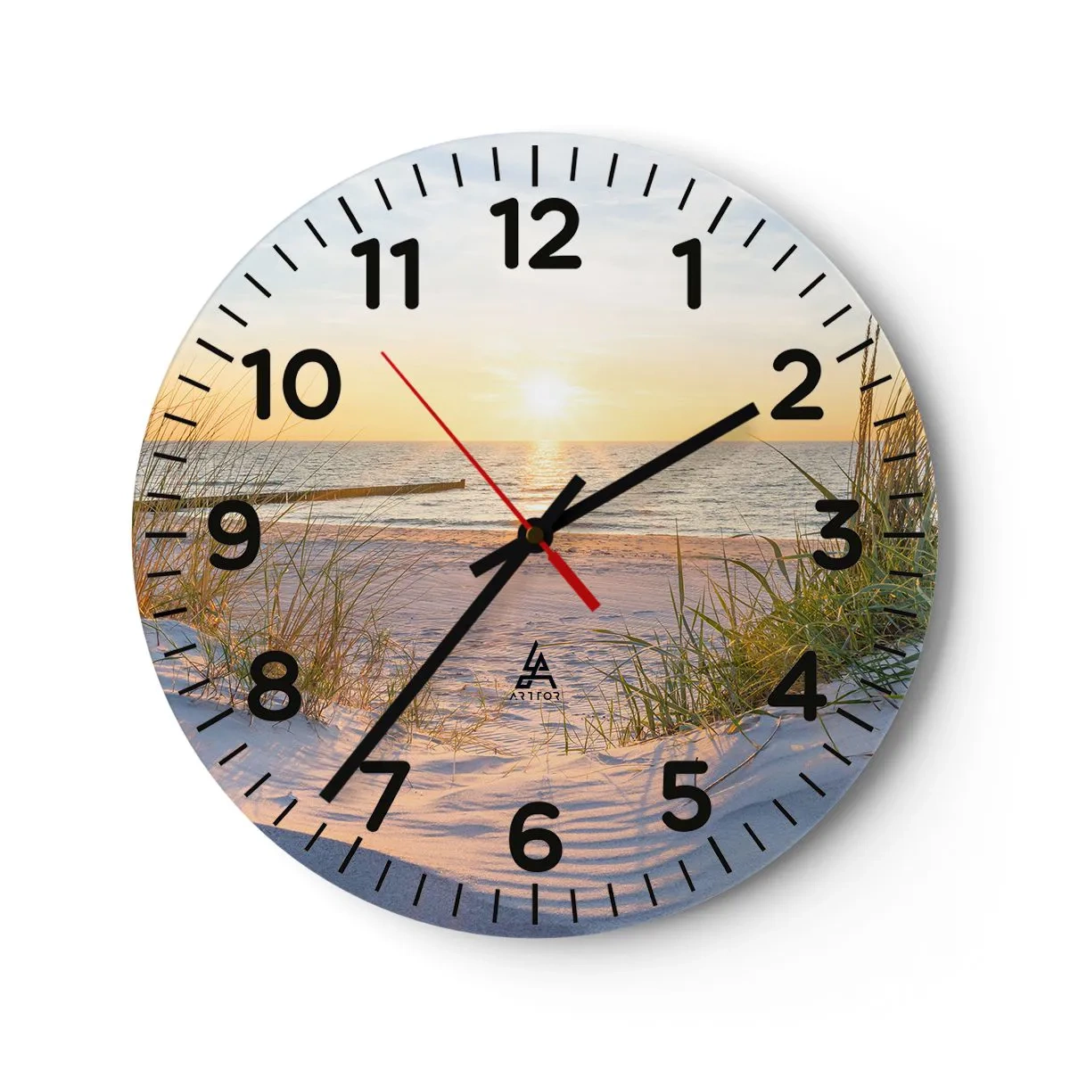 Horloge murale - Pendule murale - Le bruit de la mer, le chant des oiseaux, une plage sauvage parmi les herbes… - 30x30 cm