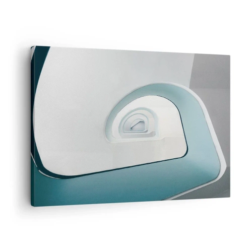 Impression sur toile - Image sur toile - Architecture minimaliste aux lignes arrondies - 70x50cm - Au profondeur du bleu - Décoration murale moderne pour le salon et la chambre ARTTOR