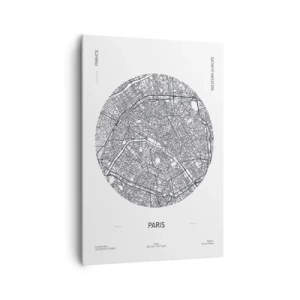 Impression sur toile - Image sur toile - Carte de Paris dans un style minimaliste - 70x100cm - Anatomie de Paris - Décoration murale moderne pour le salon et la chambre ARTTOR