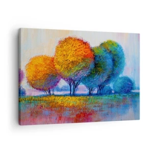 Impression sur toile - Image sur toile - Arbres colorés dans un paysage impressionniste - 70x50cm - Un bouquet de couleurs éclatantes - Décoration murale moderne pour le salon et la chambre ARTTOR