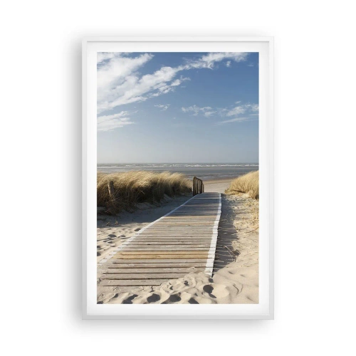 Affiche dans un cadre blanc - Poster - Derrière la dune, dans le bruissement de l'herbe - 61x91 cm