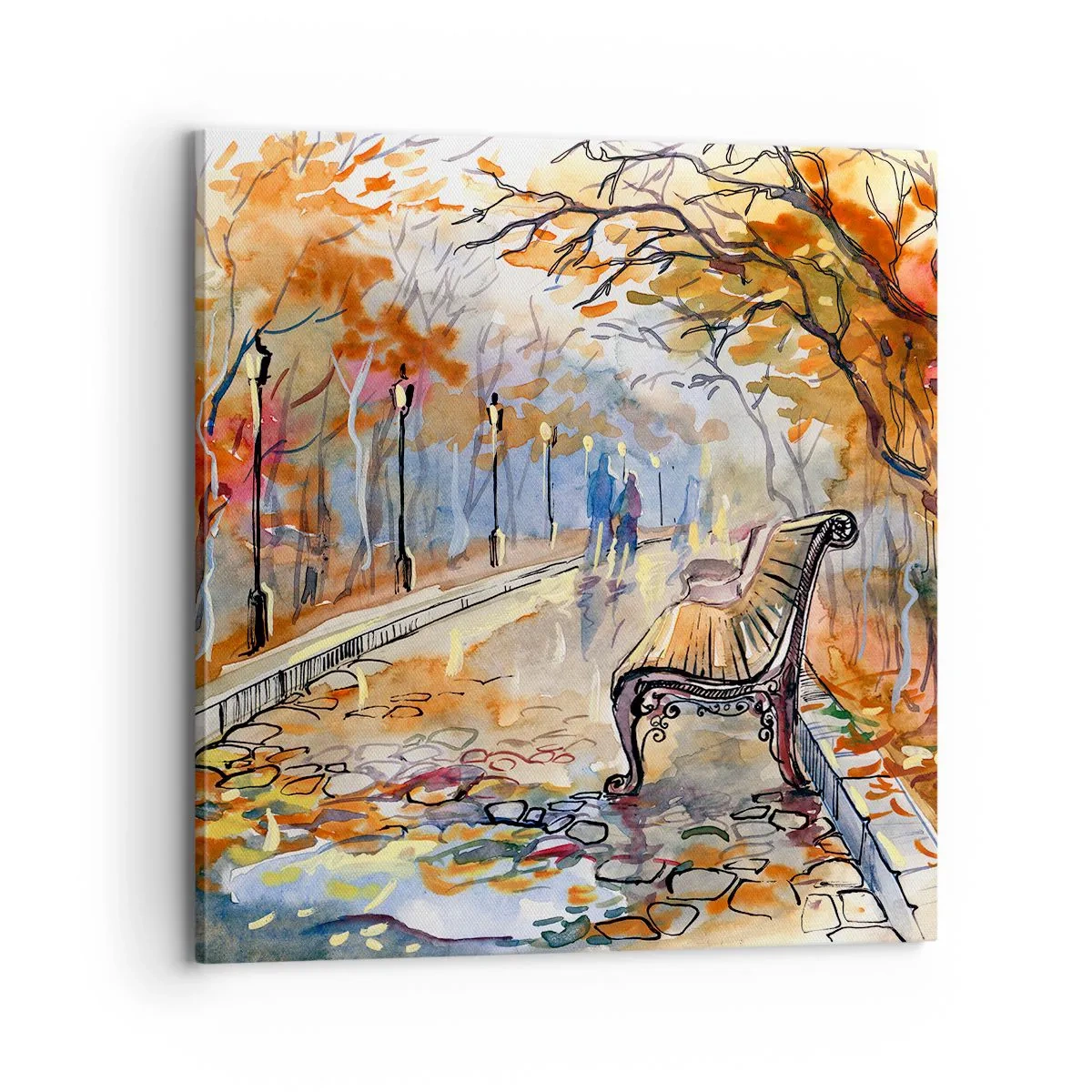 Impression sur toile - Image sur toile - Errer ensemble à l'automne - 70x70 cm
