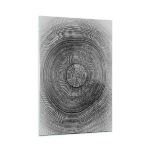 Impression sur verre - Image sur verre - Motif de cernes d'arbre noir et blanc montrant une coupe transversale du tronc - 80x120cm - Signe du temps - Décoration murale moderne pour le salon et la chambre ARTTOR