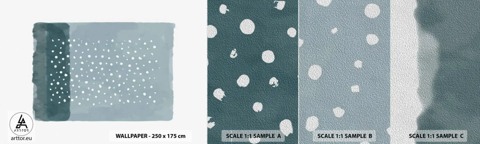 Échantillon de Papier Peint Premium Sand - Évolution de bleus - Abstraction, Morceau, Minimalisme - 100x30 cm