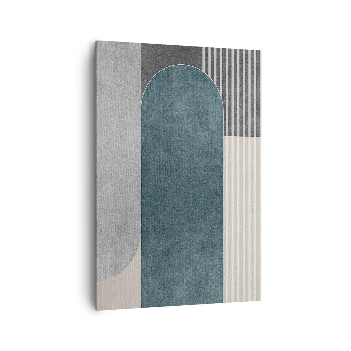 Impression sur toile - Image sur toile - Abstraction géométrique dans les tons de gris et de vert - 70x100cm - Composition de niveaux - Décoration murale moderne pour le salon et la chambre ARTTOR