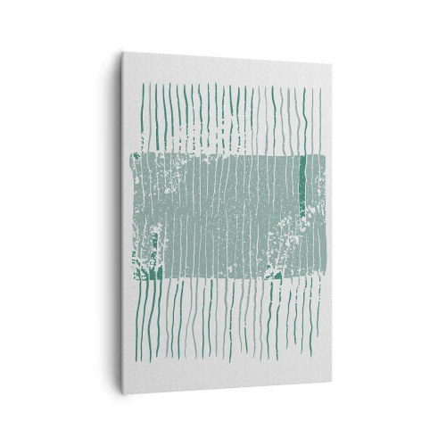 Impression sur toile - Image sur toile - Motif géométrique dans les tons vert mer et blanc - 70x100cm - Abstraction de la mer - Décoration murale moderne pour le salon et la chambre ARTTOR