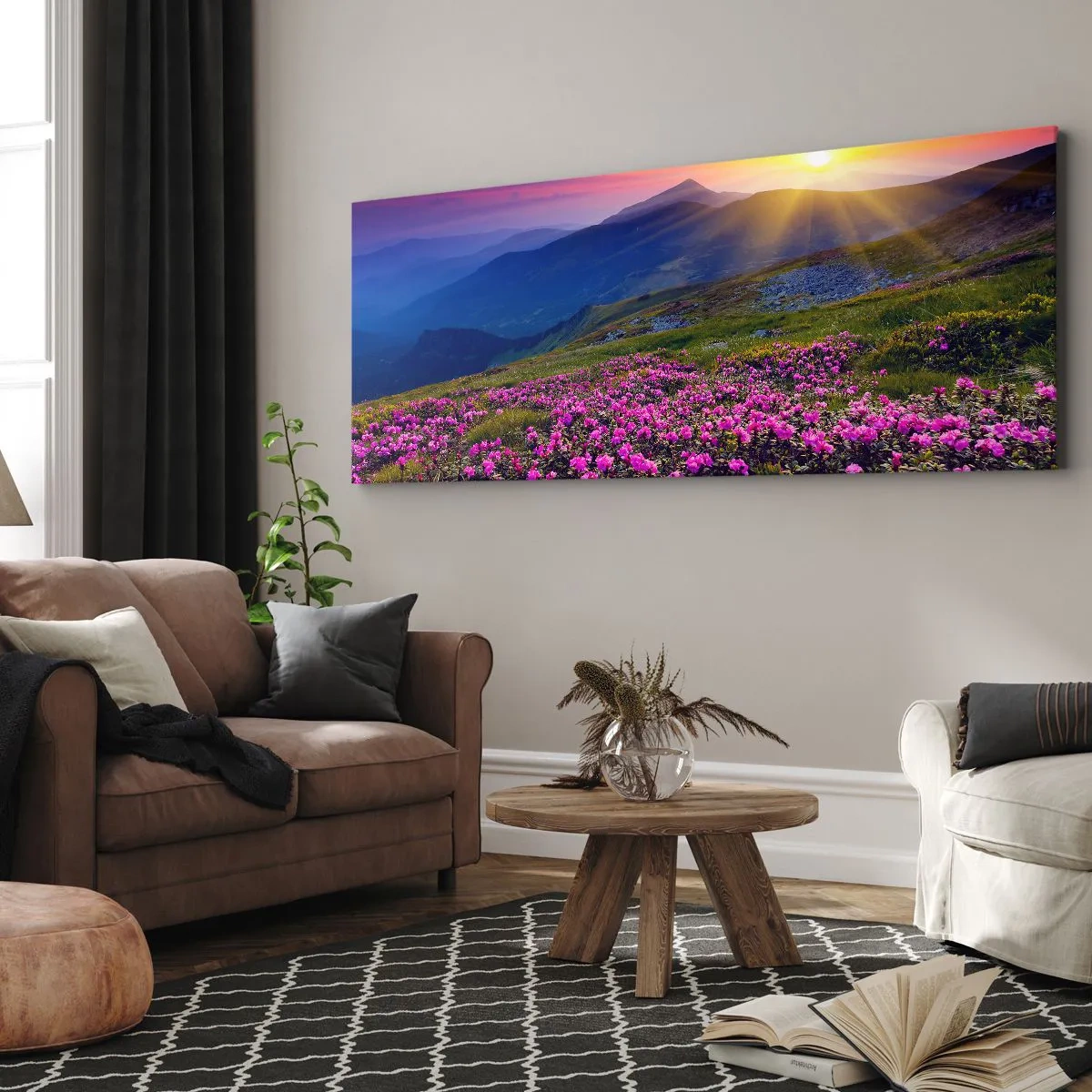 Impression sur toile - Image sur toile - … Et autour, ça sent le pin des montagnes et l'odeur de la prairie - 100x40 cm