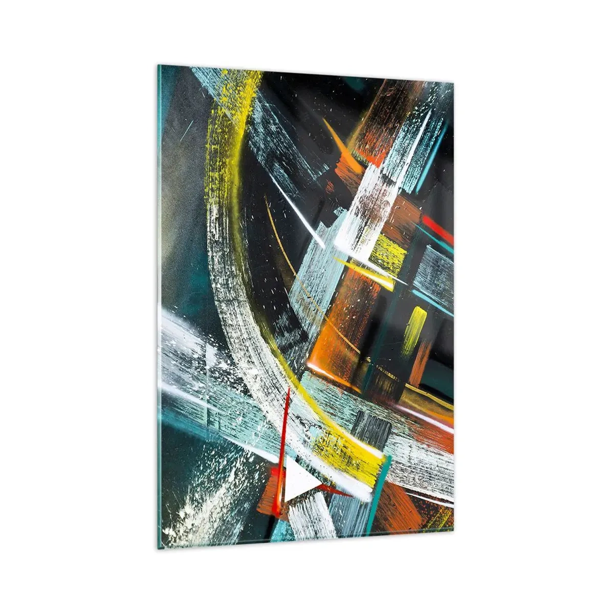 Impression sur verre - Image sur verre - Coups de pinceau abstraits et colorés - 80x120cm - L'énergie du mouvement - Décoration murale moderne pour le salon et la chambre ARTTOR
