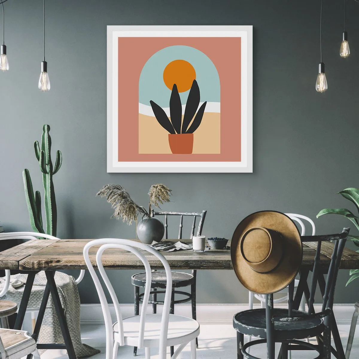 Affiche dans un cadre blanc - Poster - Petits bonheurs - 60x60 cm