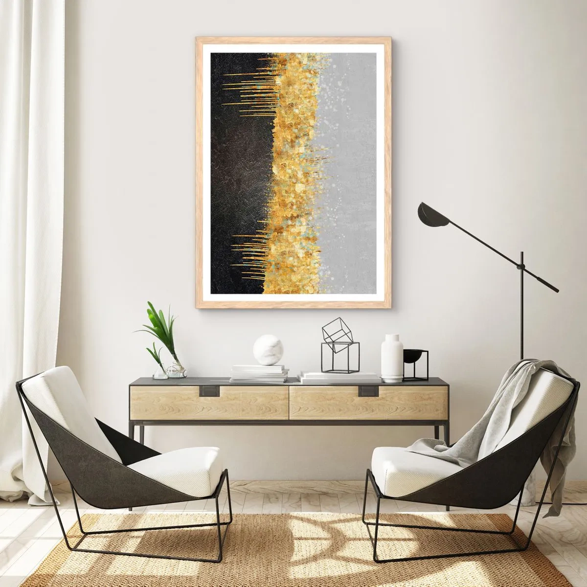 Affiche dans un chêne clair - Poster - Vers l'intérieur et vers le haut - 40x50 cm