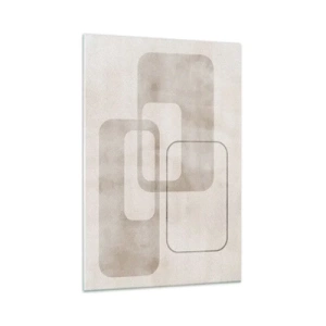 Impression sur verre - Image sur verre - Une composition minimaliste avec des rectangles dans des tons beiges sur un fond subtil. - 70x100cm - Fugue géométrique - Décoration murale moderne pour le salon et la chambre ARTTOR