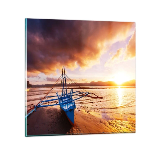 Impression sur verre - Image sur verre - Allongez-vous dans le sable après une longue journée - 70x70 cm