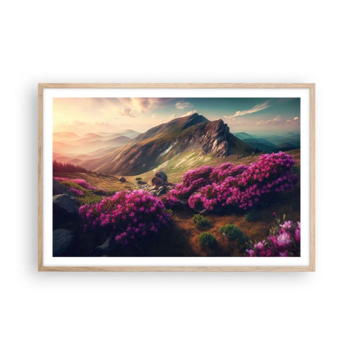 Affiche dans un chêne clair - Poster - L'été à la montagne - 91x61 cm