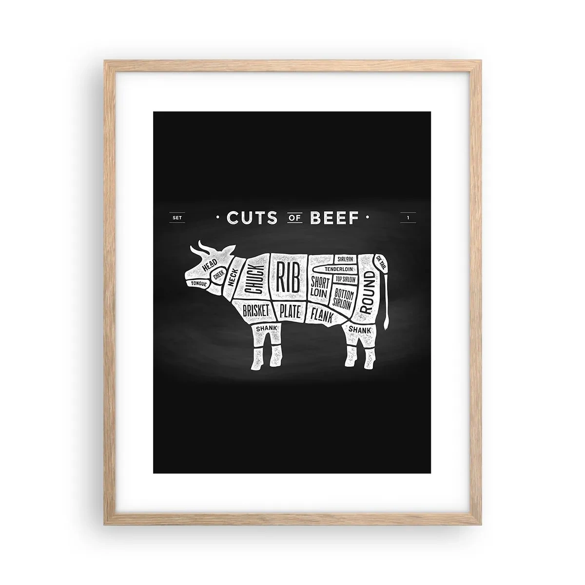 Affiche dans un chêne clair - Poster - L'art de la découpe - 40x50 cm