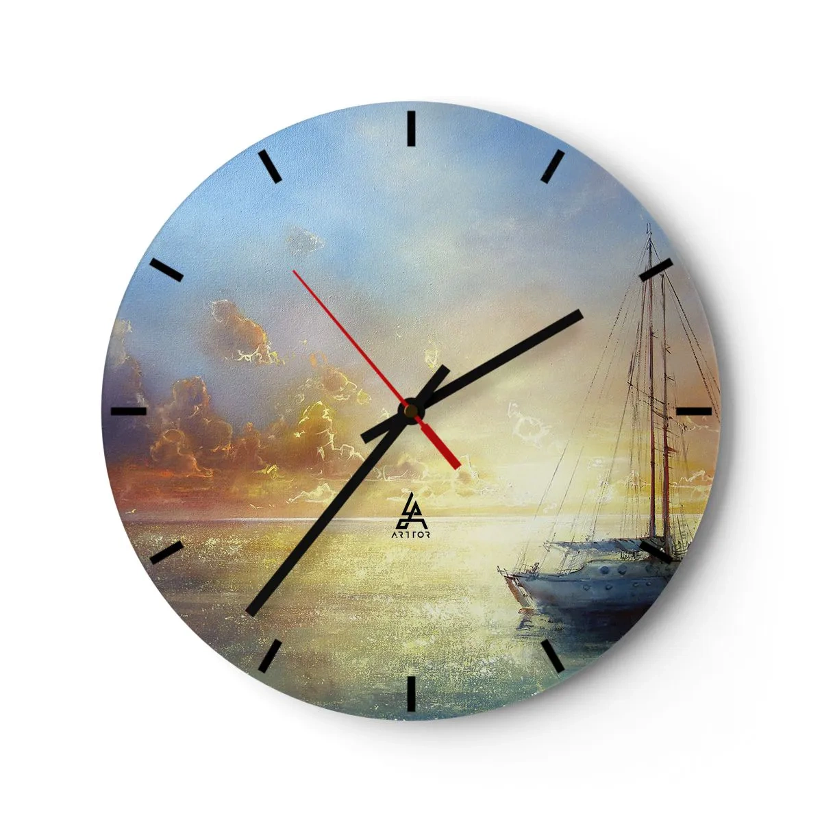 Horloge murale - Pendule murale - Dans une baie dorée - 40x40 cm