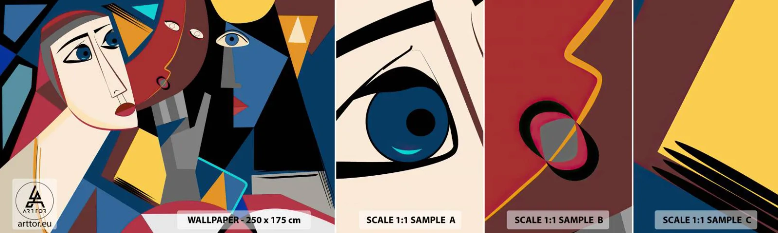 Échantillon de Papier Peint Autocollant Deluxe Sticker - Une conversation entre cubistes - Personnes, Cubisme, Portrait - 100x30 cm