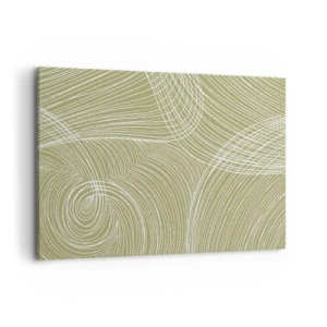 Impression sur toile - Image sur toile - Lignes vertes et blanches dans une composition abstraite - 120x80cm - Abstraction complexe de blanc - Décoration murale moderne pour le salon et la chambre ARTTOR