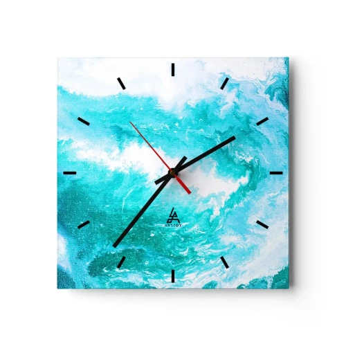 Horloge murale - Pendule murale - Tourbillon abstrait dans les tons de bleu - 30x30cm - Au coeur de l'élément - Décoration murale moderne pour le salon et la chambre ARTTOR