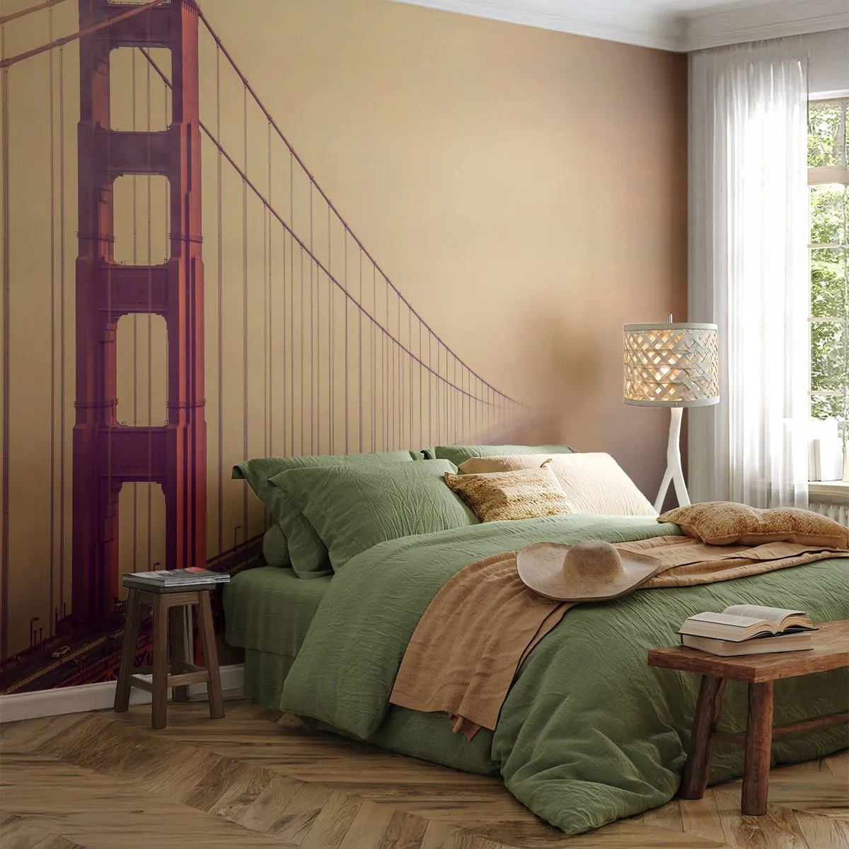 Papier Peint Autocollant Deluxe Sticker - Entre ciel et terre - Paysage, Architecture, San Francisco - 150x105 cm