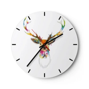 Horloge murale - Pendule murale - Un cerf doux baigné de couleur - 40x40 cm