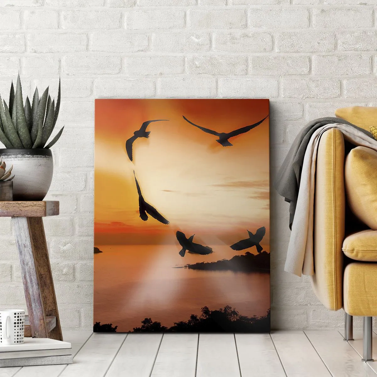 Impression sur toile - Image sur toile - Aimer le monde comme les oiseaux - 55x100 cm