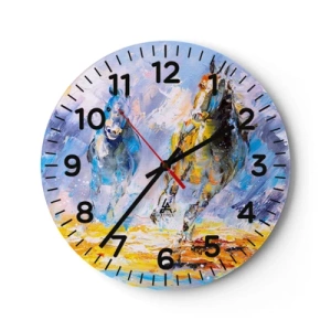 Horloge murale - Pendule murale - À travers l'éblouissement du galop - 30x30 cm