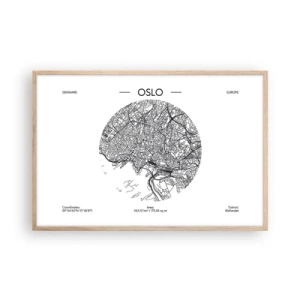 Affiche dans un chêne clair - Poster - Anatomie d’Oslo - 91x61 cm