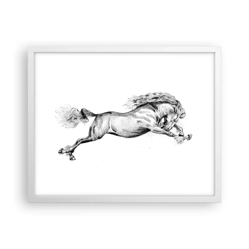 Affiche dans un cadre blanc - Poster - Immortalisé au galop - 50x40 cm