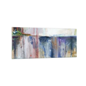 Impression sur verre - Image sur verre - Une composition abstraite de couleurs avec un effet de reflet sur la toile. - 120x50cm - Impressions et associations colorées - Décoration murale moderne pour le salon et la chambre ARTTOR