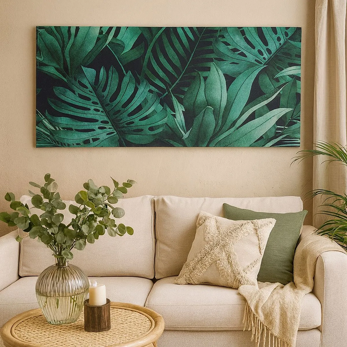 Impression sur toile - Image sur toile - Profondeur du vert tropical - 100x40 cm