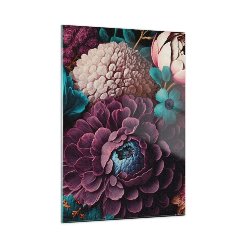 Impression sur verre - Image sur verre - Une riche composition de fleurs aux couleurs intenses - 50x70cm - La nature en abondance - Décoration murale moderne pour le salon et la chambre ARTTOR